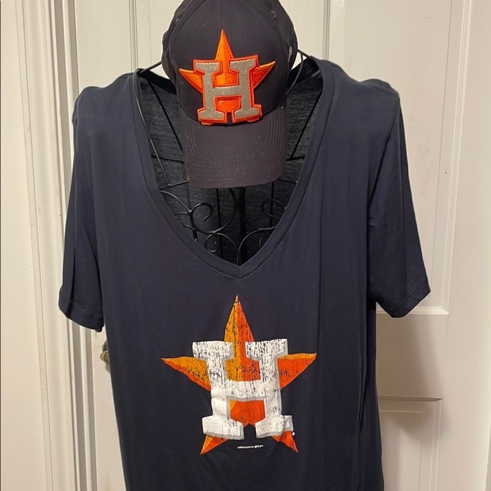 ⚾️⚾️⚾️BOGOHO ⚾️⚾️⚾️Houston Astros T-Shirt and Cap Set - Picture 3 of 17